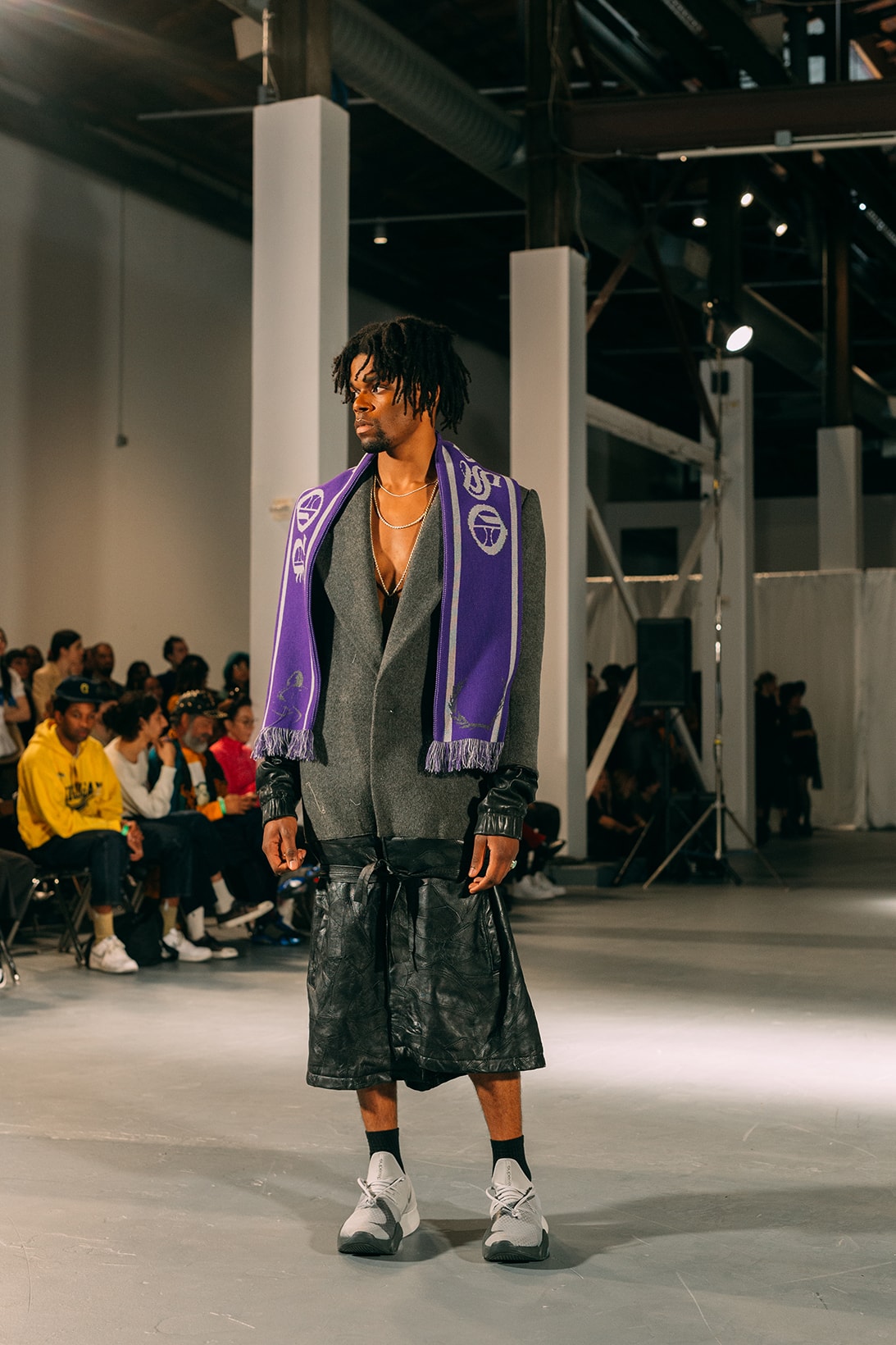 no sesso pierre davis arin hayes autumn randolph fall winter collection los angeles runway show jacket sneakers