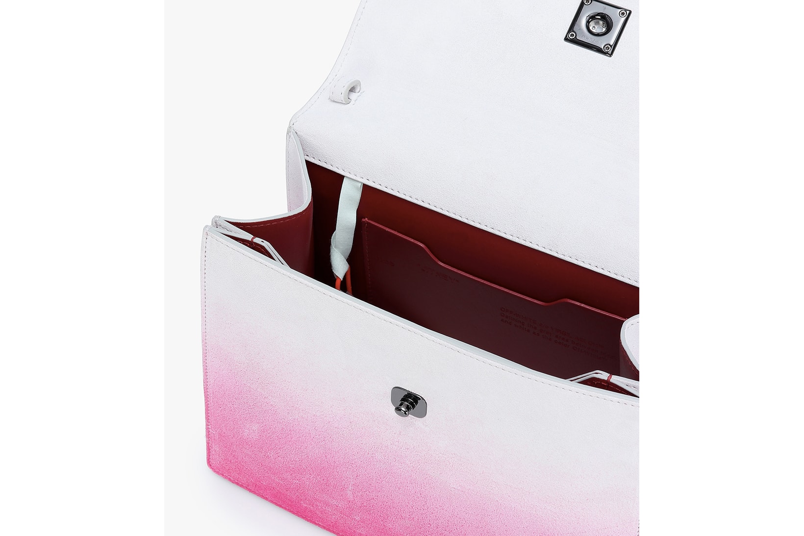 off white jitney tote crossbody bag white fuchsia pink gradient virgil abloh