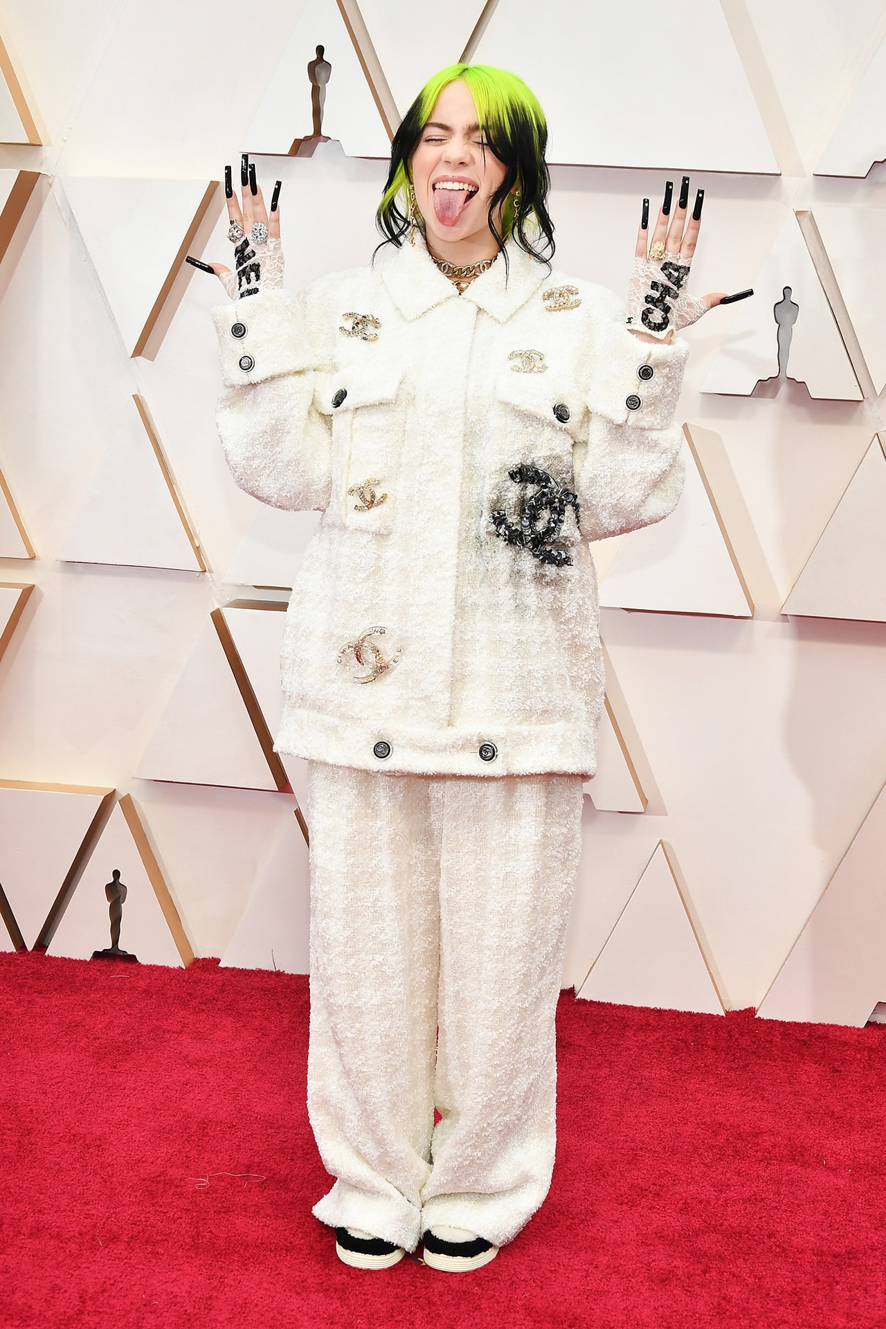 Billie Eilish Oscars Red Carpet 92nd Annual Academy Awards Chanel White Suit