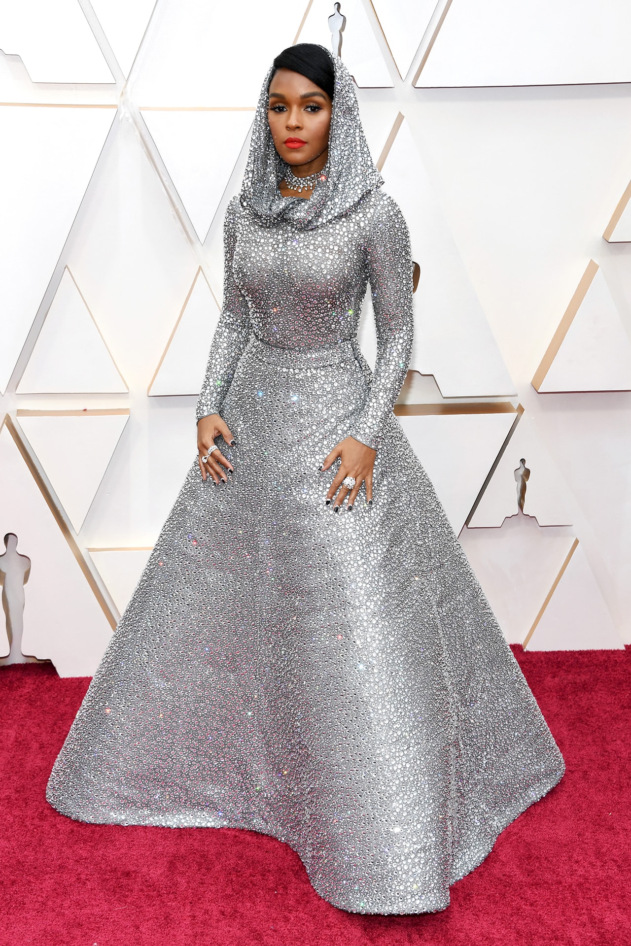 Janelle Monáe Silver Sparkly Dress Oscars Red Carpet 92nd Annual Academy Awards