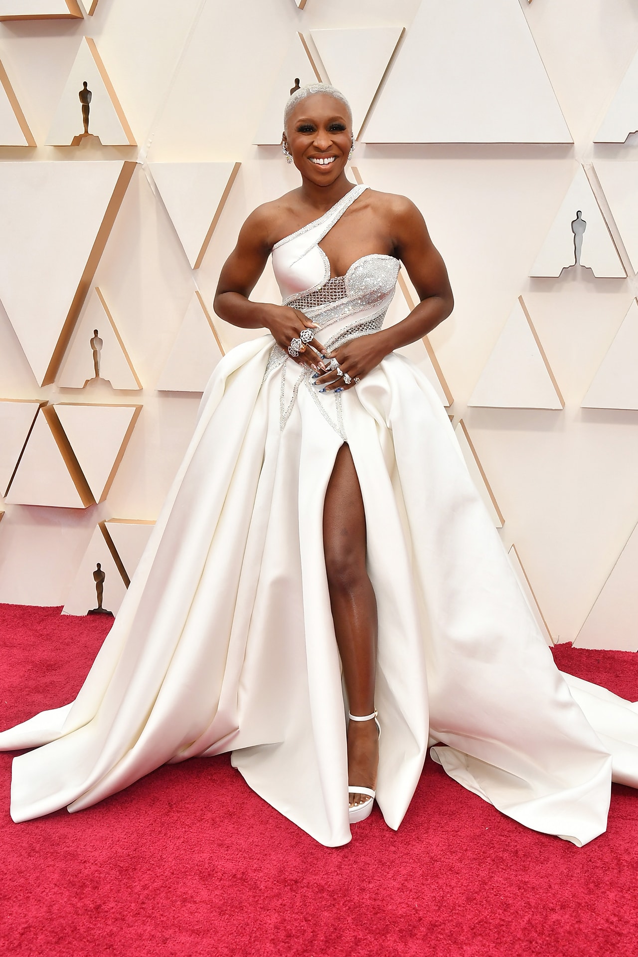 Cynthia Erivo Versace Dress White Oscars Red Carpet 92nd Annual Academy Awards