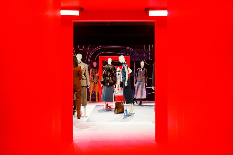 prada fall winter collection milan fashion week miuccia closer look jackets belts bags scarves headbands accessories