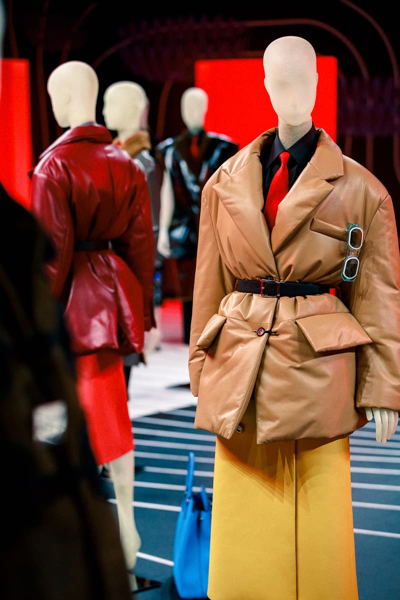 prada fall winter collection milan fashion week miuccia closer look jackets belts bags scarves headbands accessories