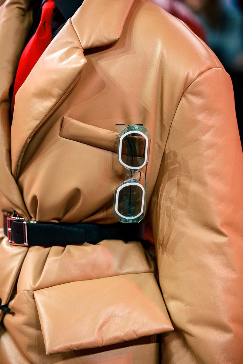 prada fall winter collection milan fashion week miuccia closer look jackets belts bags scarves headbands accessories