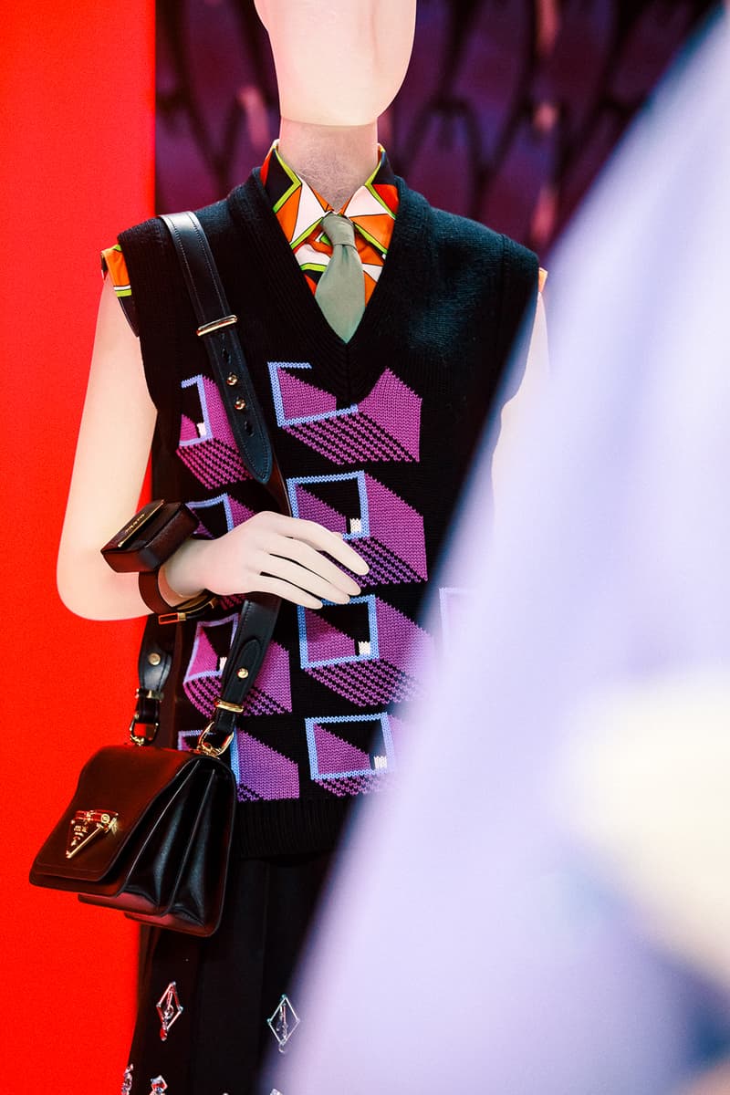 prada fall winter collection milan fashion week miuccia closer look jackets belts bags scarves headbands accessories