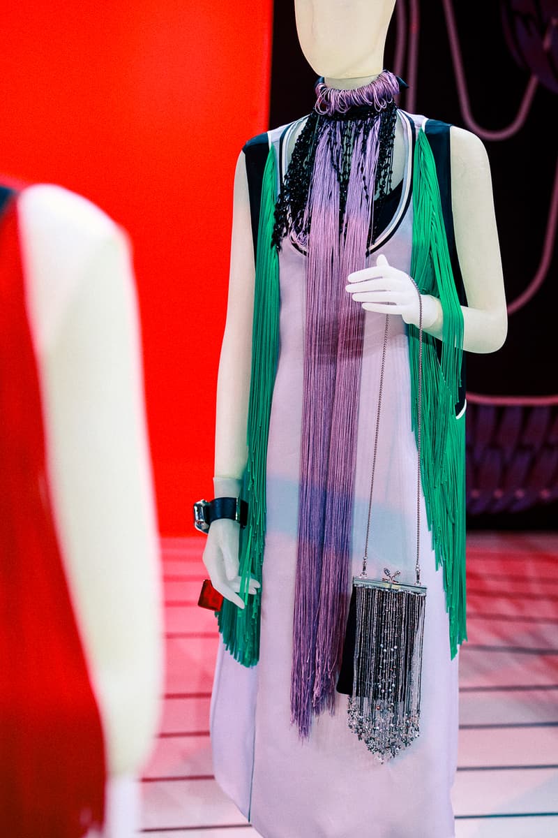 prada fall winter collection milan fashion week miuccia closer look jackets belts bags scarves headbands accessories