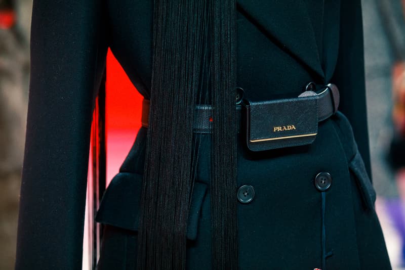 prada fall winter collection milan fashion week miuccia closer look jackets belts bags scarves headbands accessories