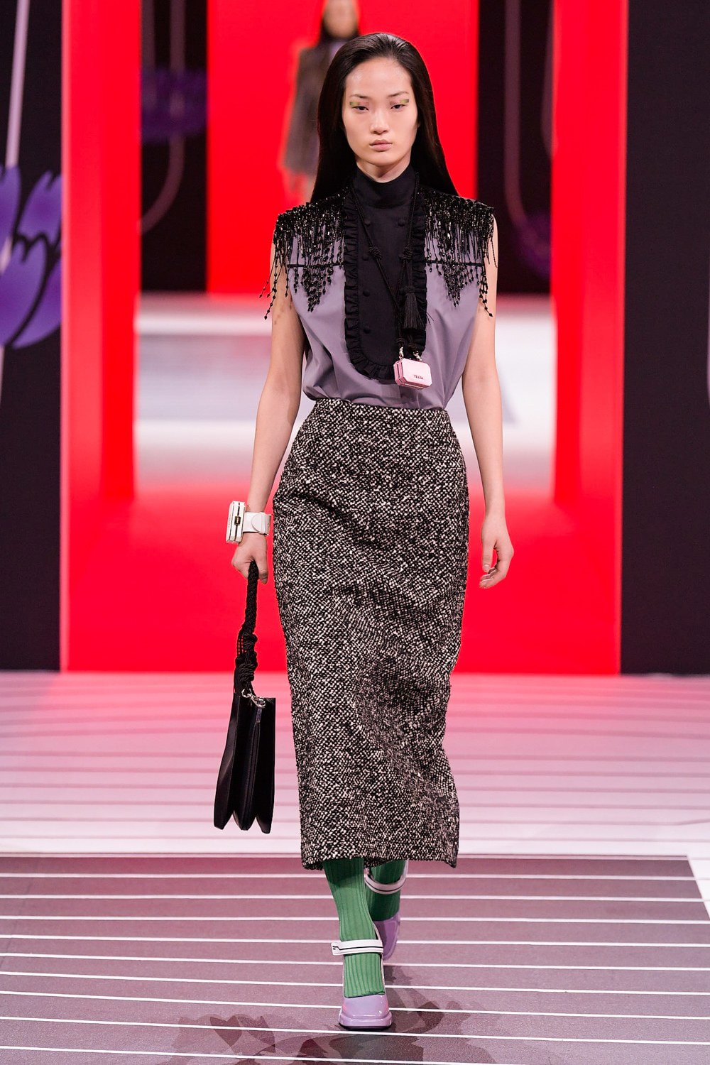 Prada Fall/Winter 2020 Collection Runway Show Tweed Skirt