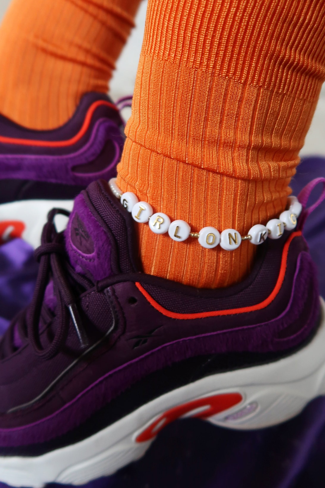 reebok sanne poeze girl on kicks collaboration daytona dmx sneakers its a mans world campaign purple 