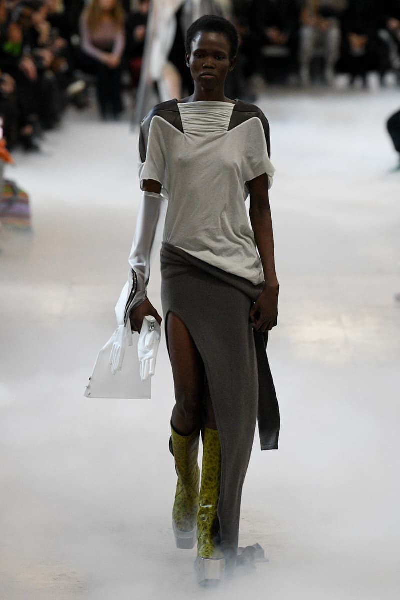Rick Owens Fall/Winter 2020 Collection Runway Show T-Shirt Skirt Grey