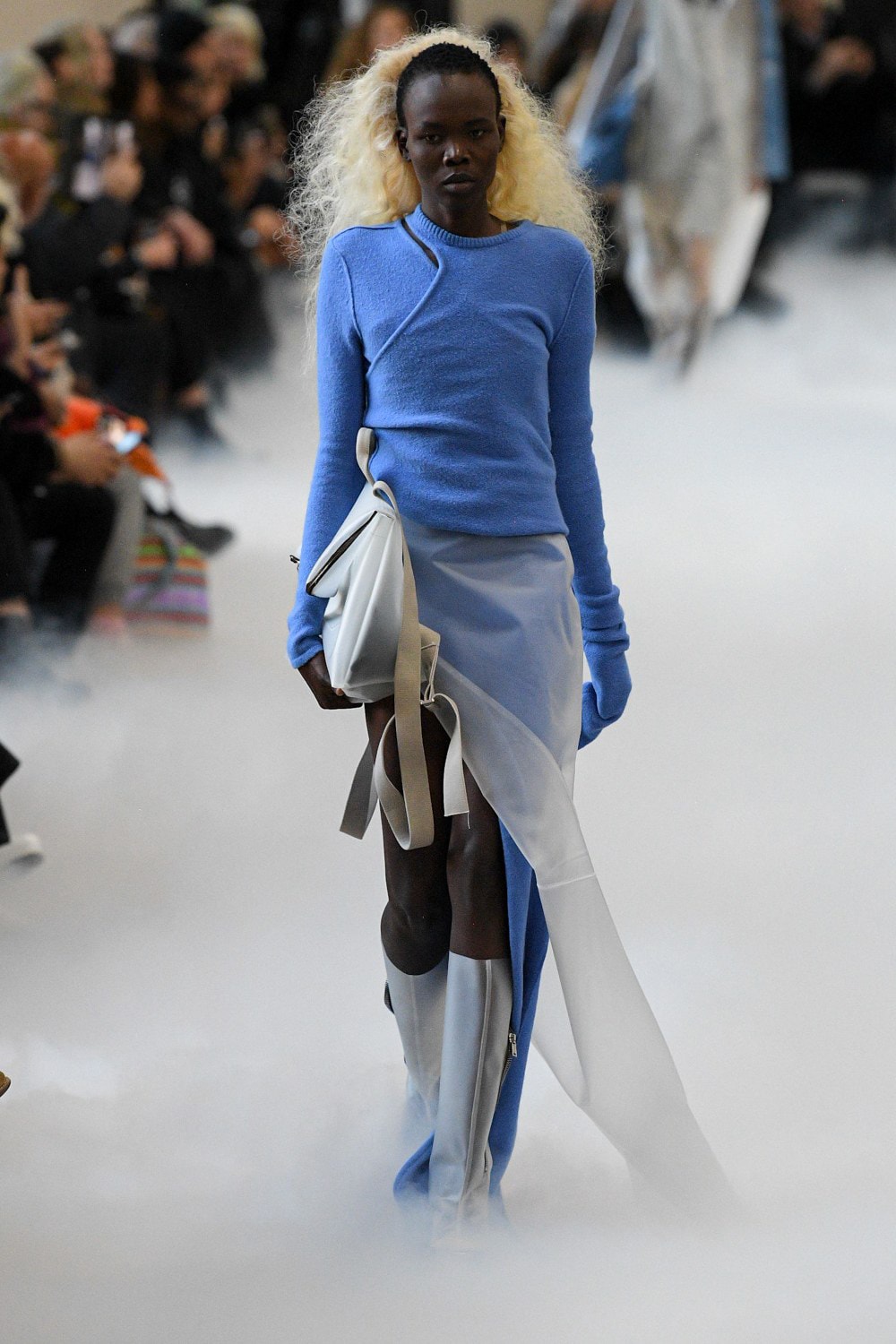 Rick Owens Fall/Winter 2020 Collection Runway Show Sweater Blue Skirt Clear Plastic