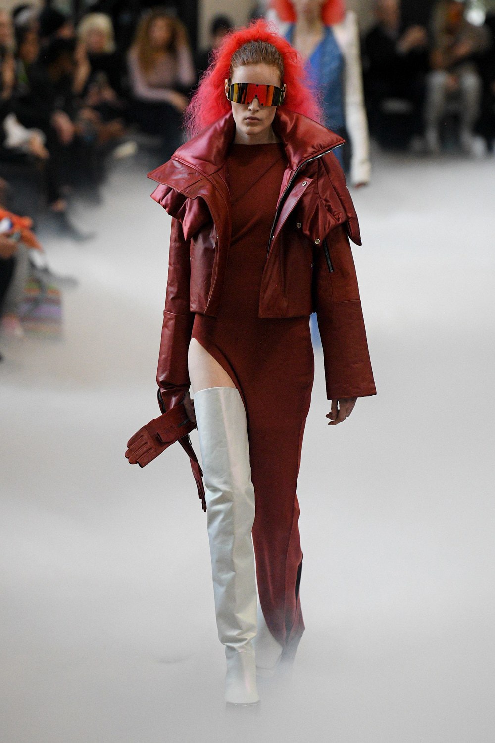 Rick Owens Fall/Winter 2020 Collection Runway Show Leather Jacket Red