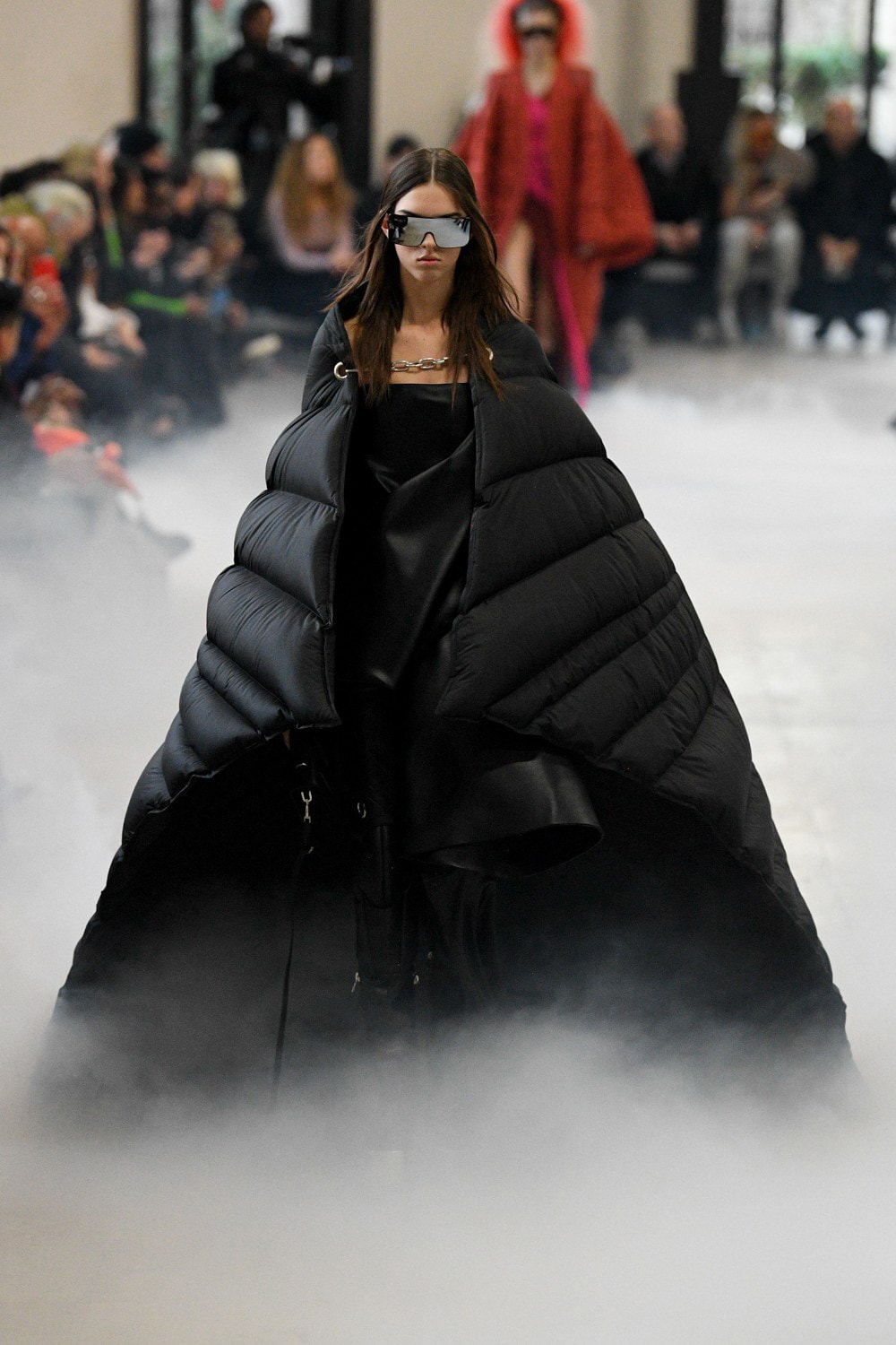 Rick Owens Fall/Winter 2020 Collection Runway Show Puffer Cape Black