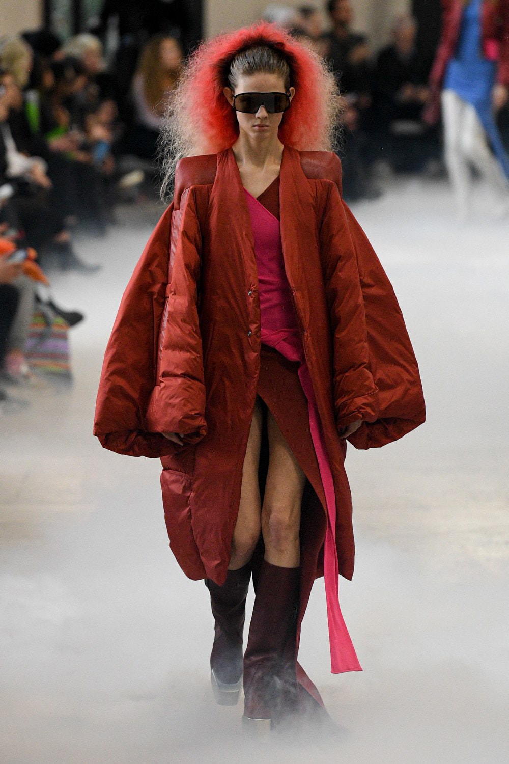 Rick Owens Fall/Winter 2020 Collection Runway Show Puffer Coat Red