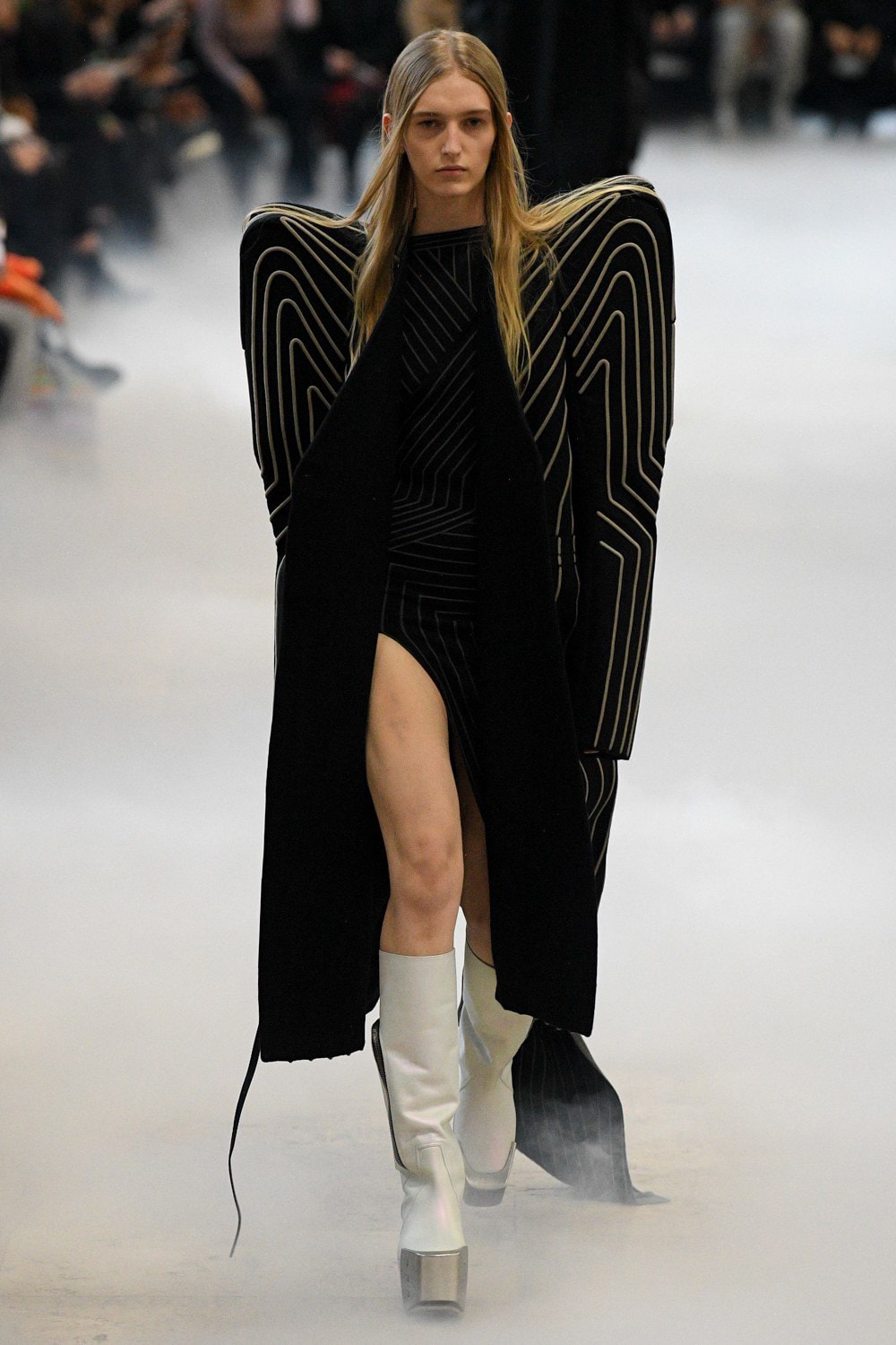 Rick Owens Fall/Winter 2020 Collection Runway Show Dress Piped Sleeves Black