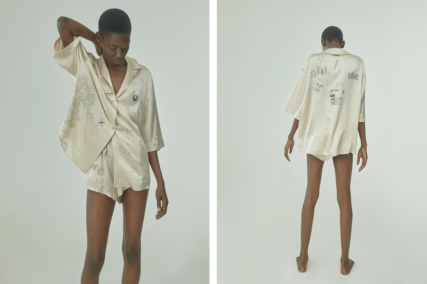 TTSWTRS Spring/Summer 2020 Collection Lookbook Hawaiian Shirt Shorts Silk Beige