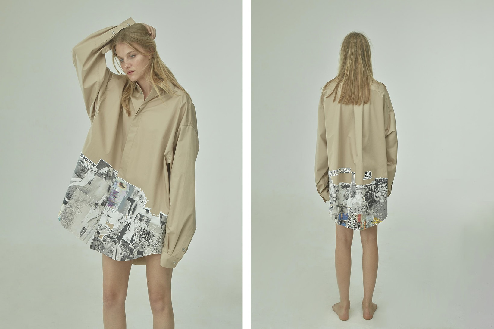 TTSWTRS Spring/Summer 2020 Collection Lookbook Oversized Shirt Collage Beige