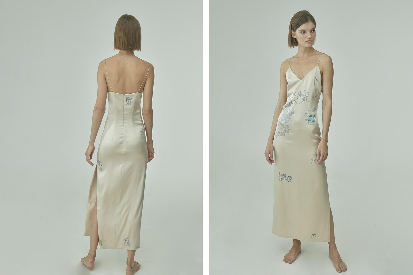 TTSWTRS Spring/Summer 2020 Collection Lookbook Tattooed Silk Dress Beige