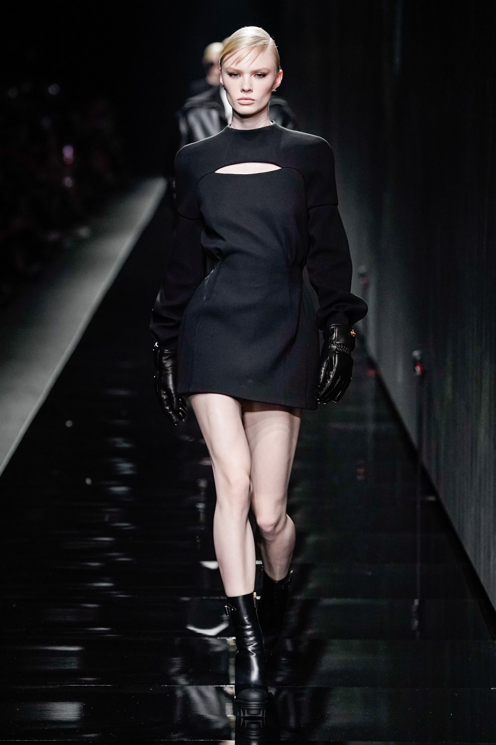 Versace Fall/Winter 2020 Collection Runway Show Long Sleeve Mini Dress Black