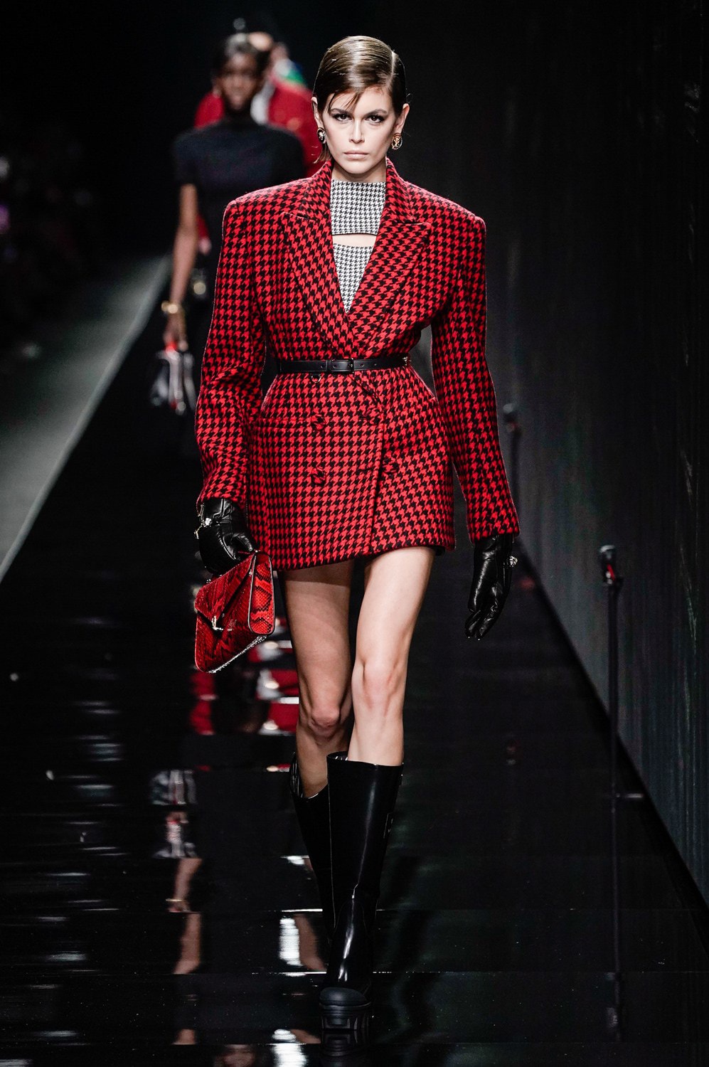 Versace Fall/Winter 2020 Collection Runway Show Jacket Plaid Red