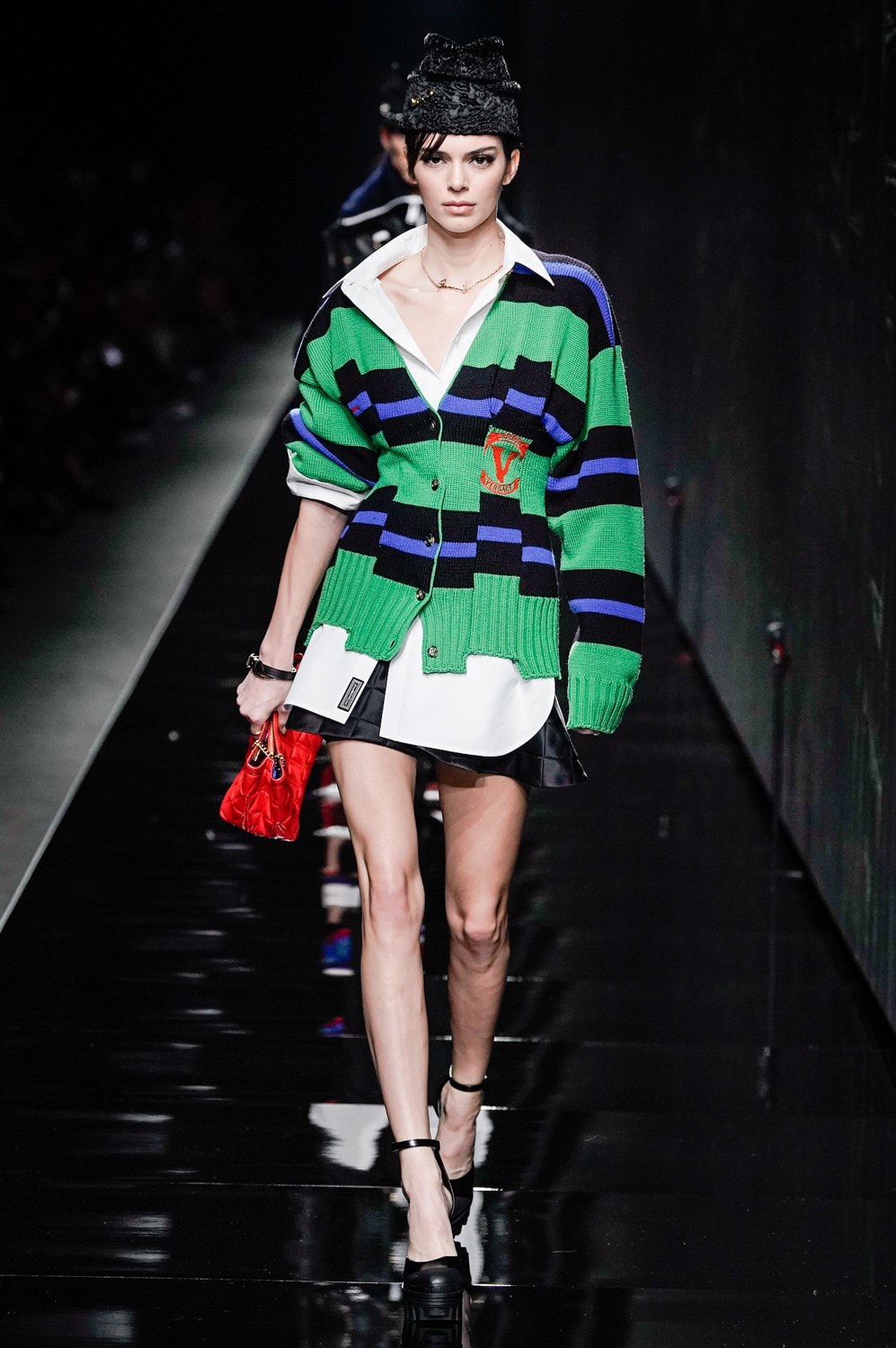 Versace Fall/Winter 2020 Collection Runway Show Striped Sweater Blue Green