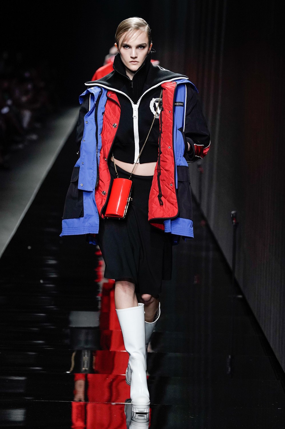 Versace Fall/Winter 2020 Collection Runway Show Winter Coat Blue Red