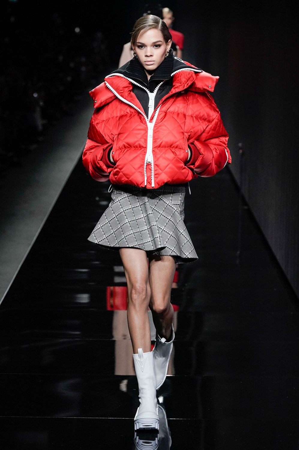 Versace Fall/Winter 2020 Collection Runway Show Puffer Jacket Red