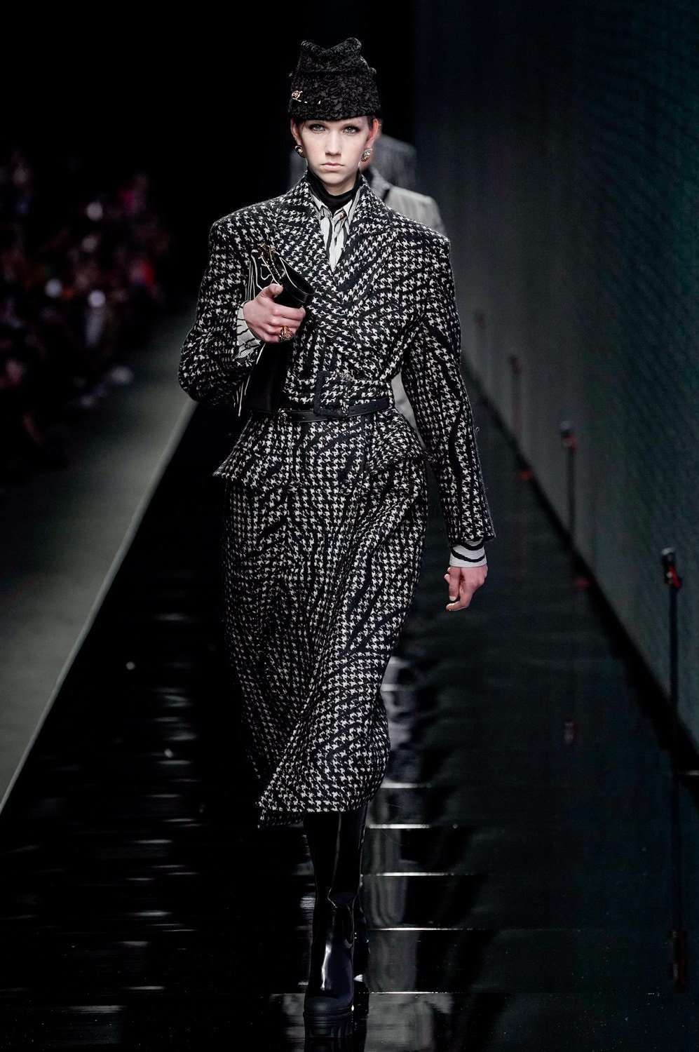 Versace Fall/Winter 2020 Collection Runway Show Coat Striped White Black