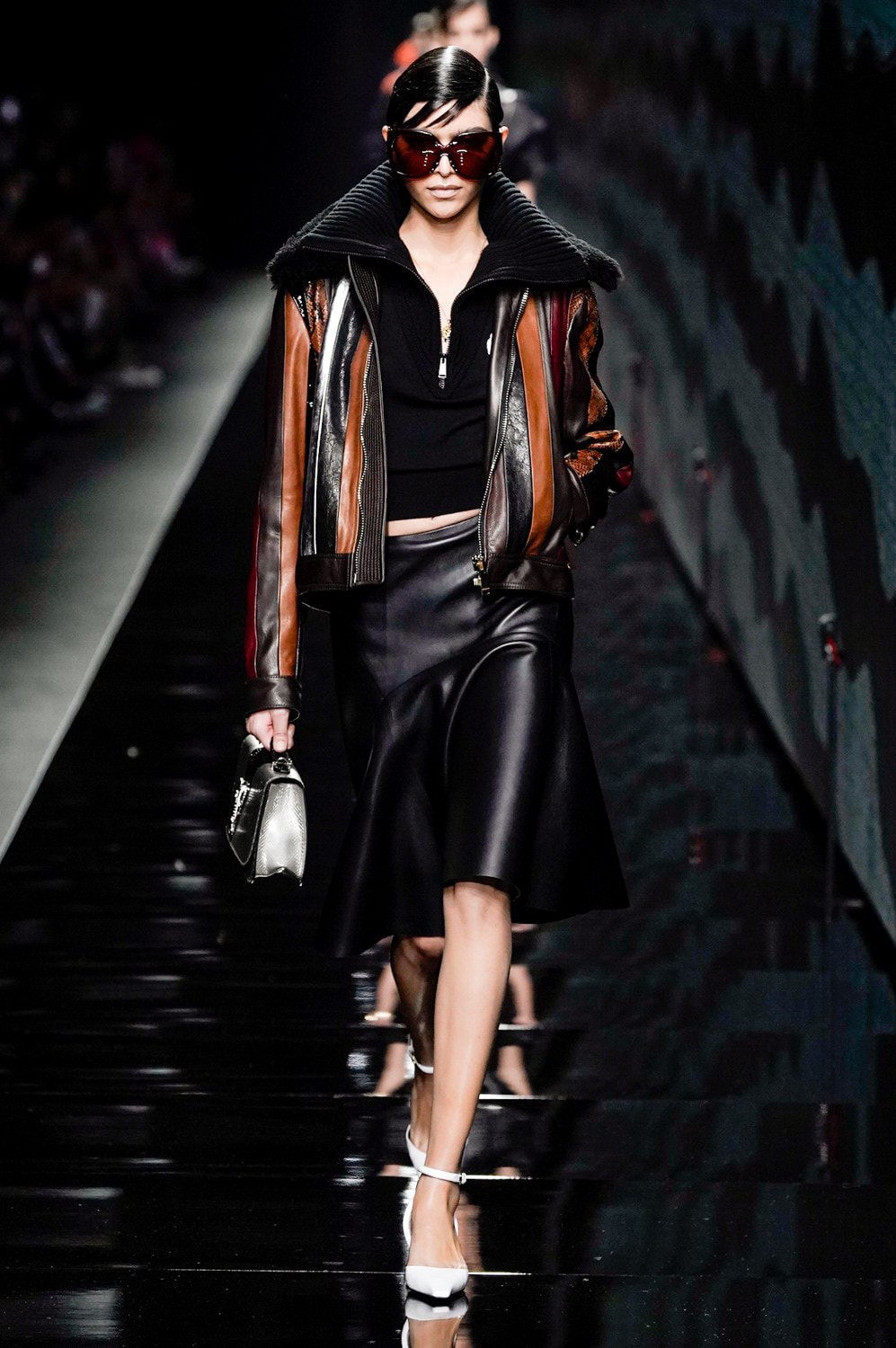 Versace Fall/Winter 2020 Collection Runway Show Leather Skirt Black