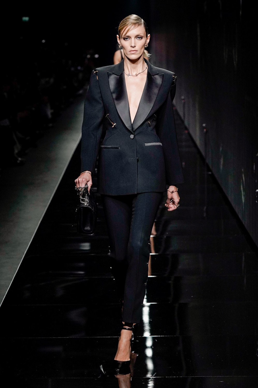 Versace Fall/Winter 2020 Collection Runway Show Tuxedo Jacket Pants Black