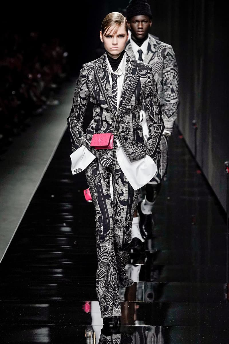 Versace Fall/Winter 2020 Collection Runway Show Zebra Stripe Jacket Pants