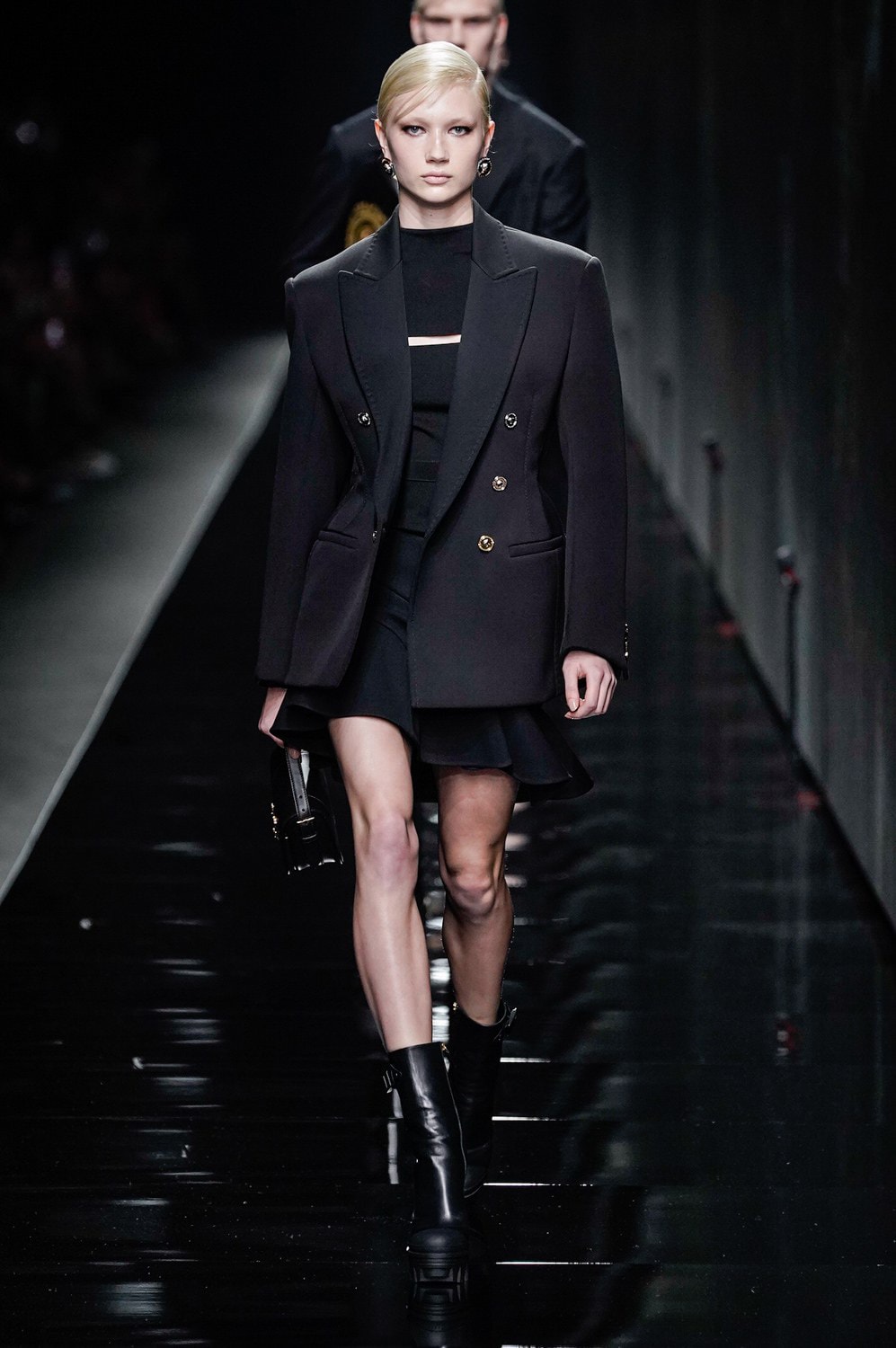 Versace Fall/Winter 2020 Collection Runway Show Blazer Dress Black
