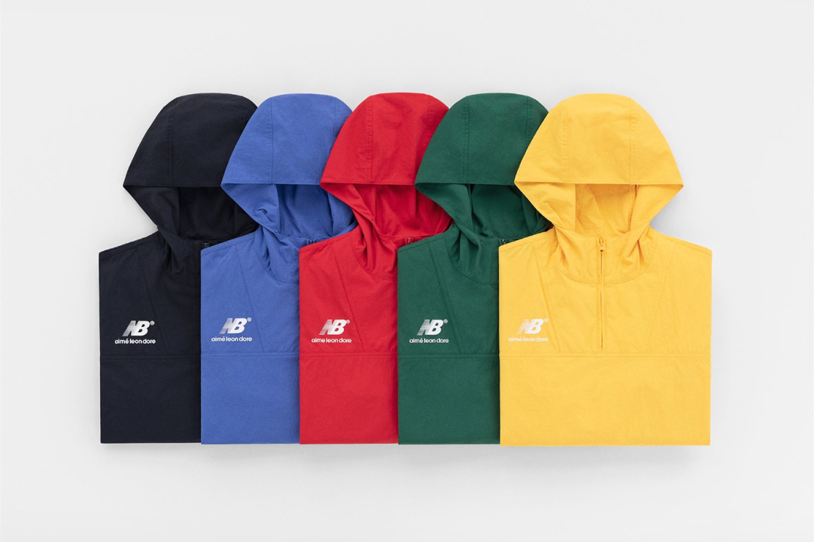 aime leon dore new balance collaboration spring summer outerwear hoodies black blue red green yellow