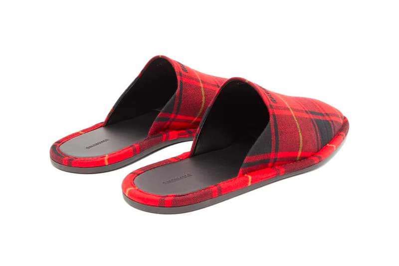 Balenciaga Slippers Logo-Embroidered Tartan Flannel