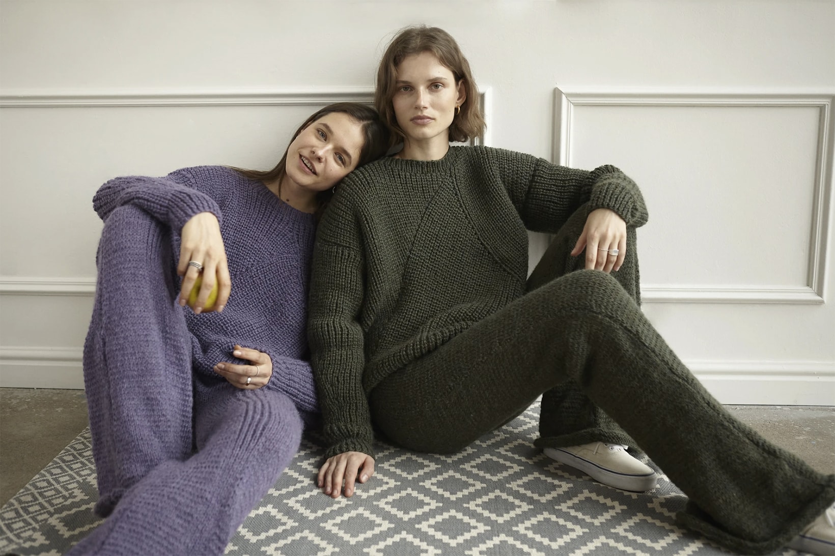 best pajama pj sets nightwear loungewear spring the knotty ones green purple sweater sweatpants