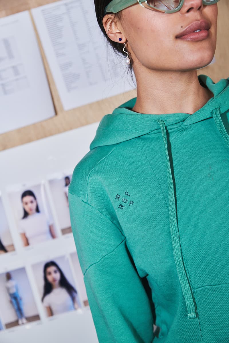 Daniëlle Cathari Designer buy swarovski oversized sunglasses Spring Summer 2020 SS20 Presentation Model retrosuperfuture hoodie turquoise green collaboration