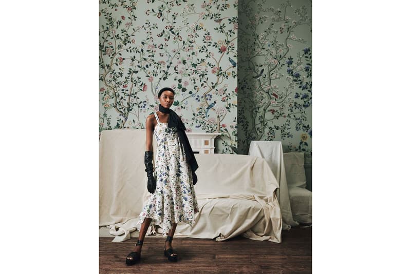 Erdem de Gournay Collaboration Floral Mint Green Yellow Wallpaper Dresses Home Interior