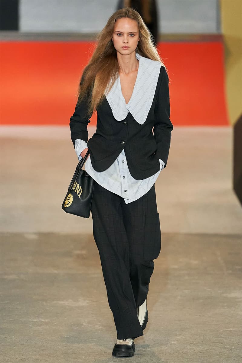 GANNI Fall/Winter 2020 Runway Collection Copenhagen Black Suit Shirt