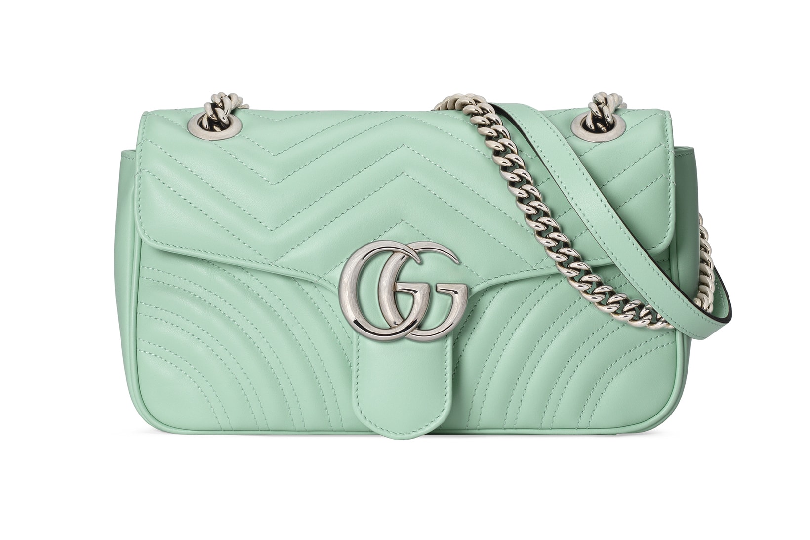 GUCCI GG Marmont GREEN Small Shoulder Bag in Pink