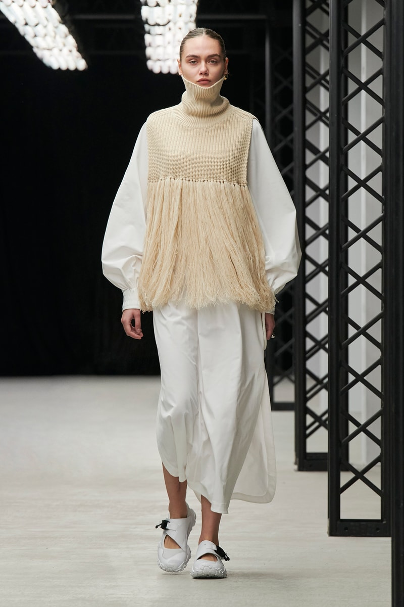 HYKE Fall/Winter 2020 Collection Runway Show Fringe Top Beige