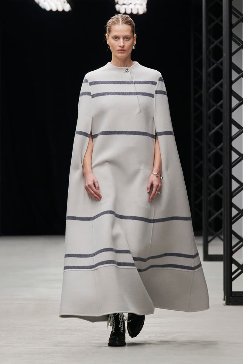 HYKE Fall/Winter 2020 Collection Runway Show Striped Poncho