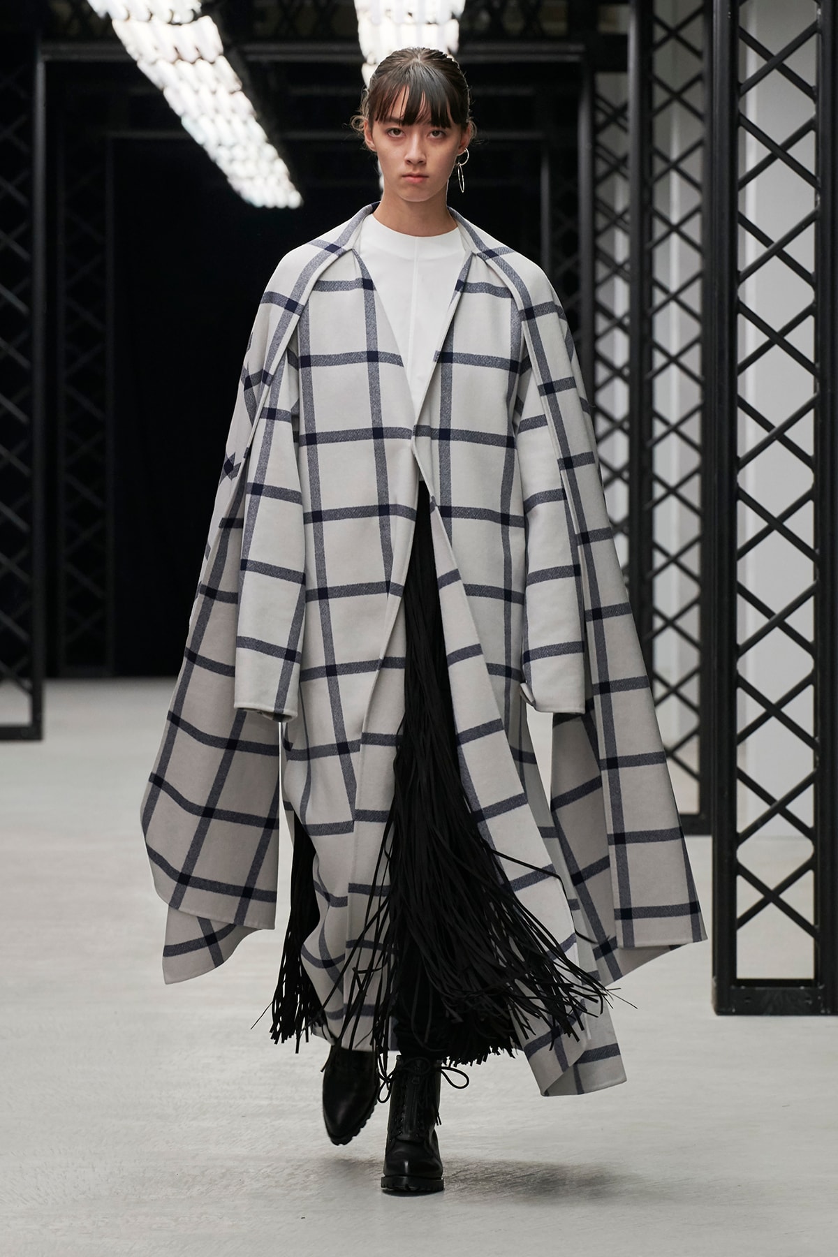 HYKE Fall/Winter 2020 Collection Runway Show Striped Poncho