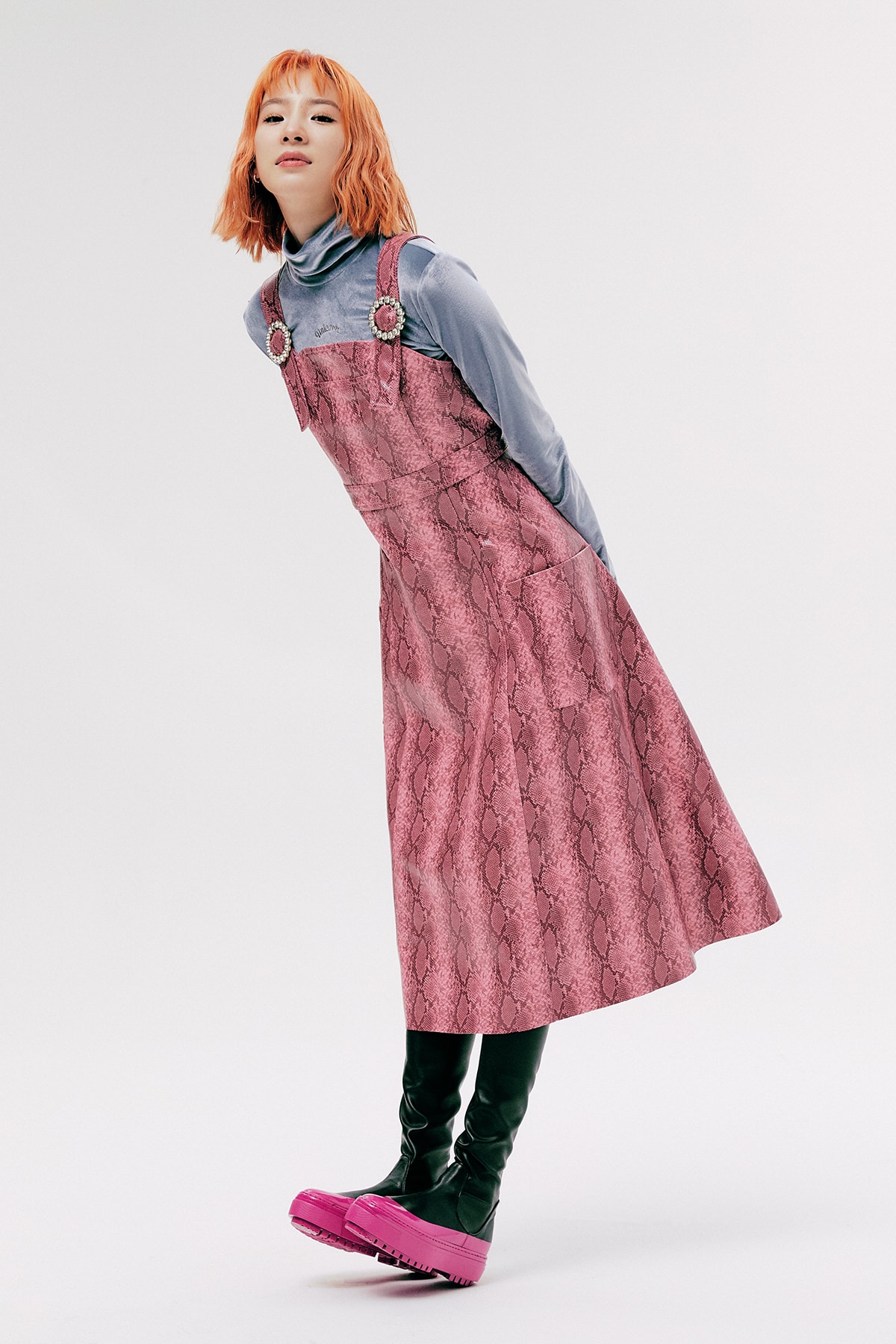 IRENEISGOOD Label Fall/Winter 2020 Collection Lookbook Snakeskin Dress Pink