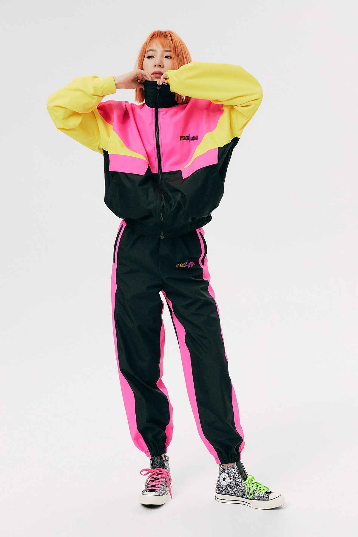 IRENEISGOOD Label Fall/Winter 2020 Collection Lookbook Tracksuit Yellow Pink Black