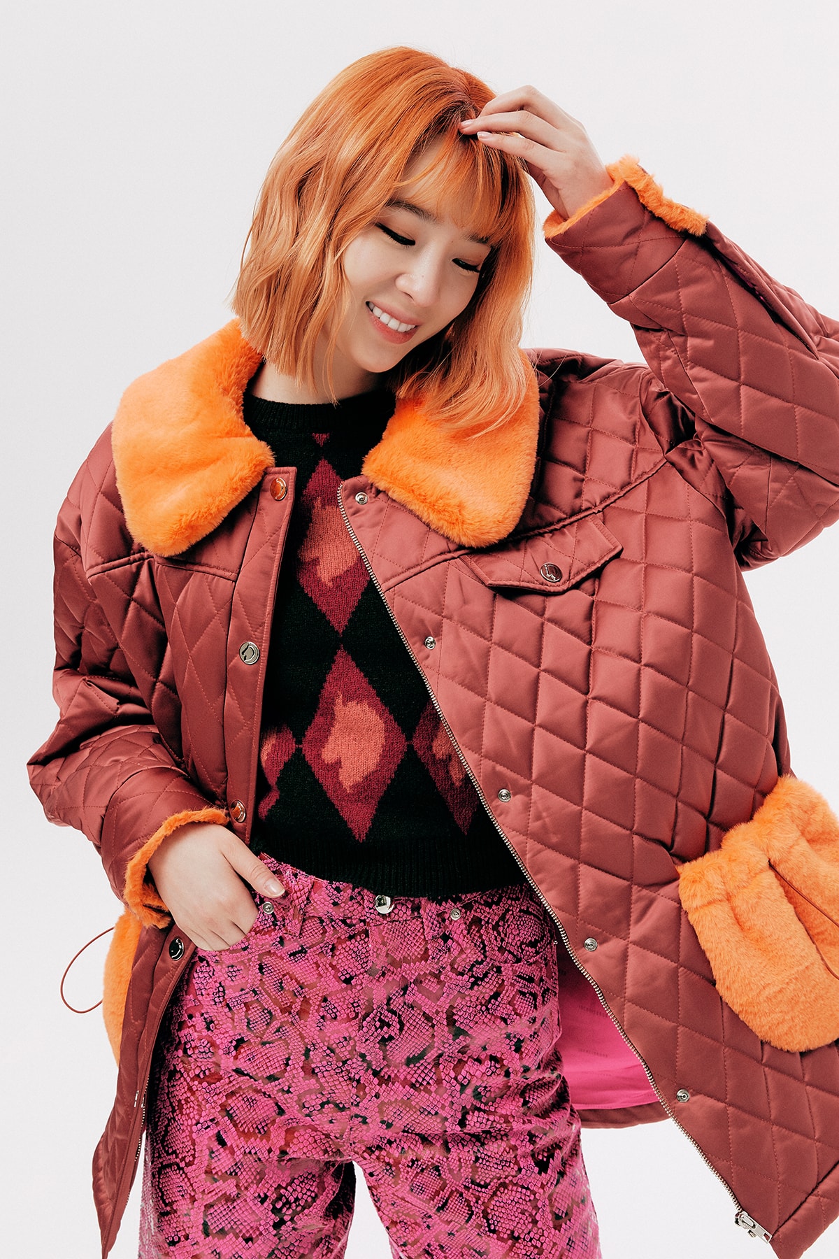 IRENEISGOOD Label Fall/Winter 2020 Collection Lookbook Quilted Coat Orange