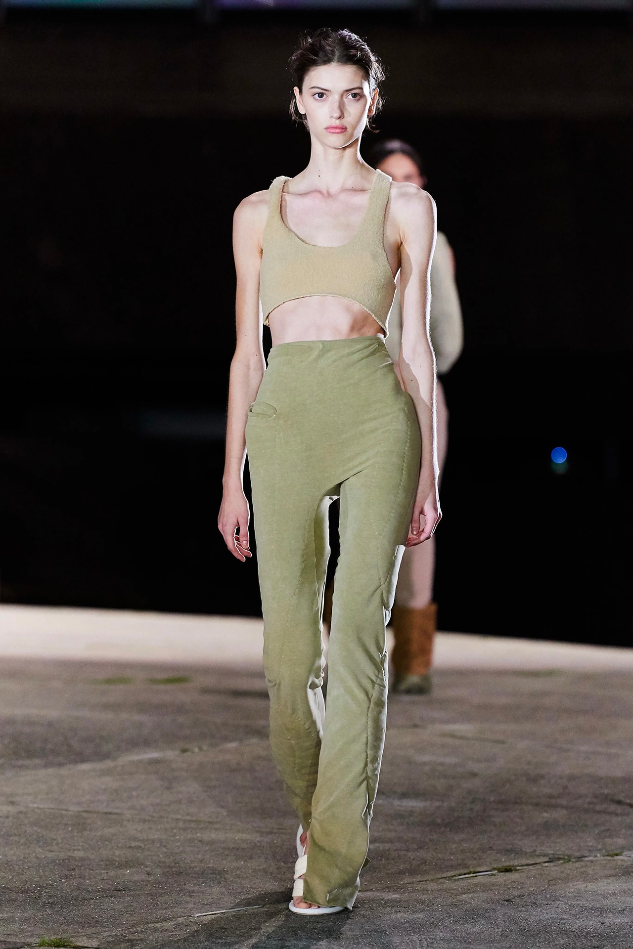 Kanye West YEEZY Season 8 Show Paris Fashion Week Runway green pants Model