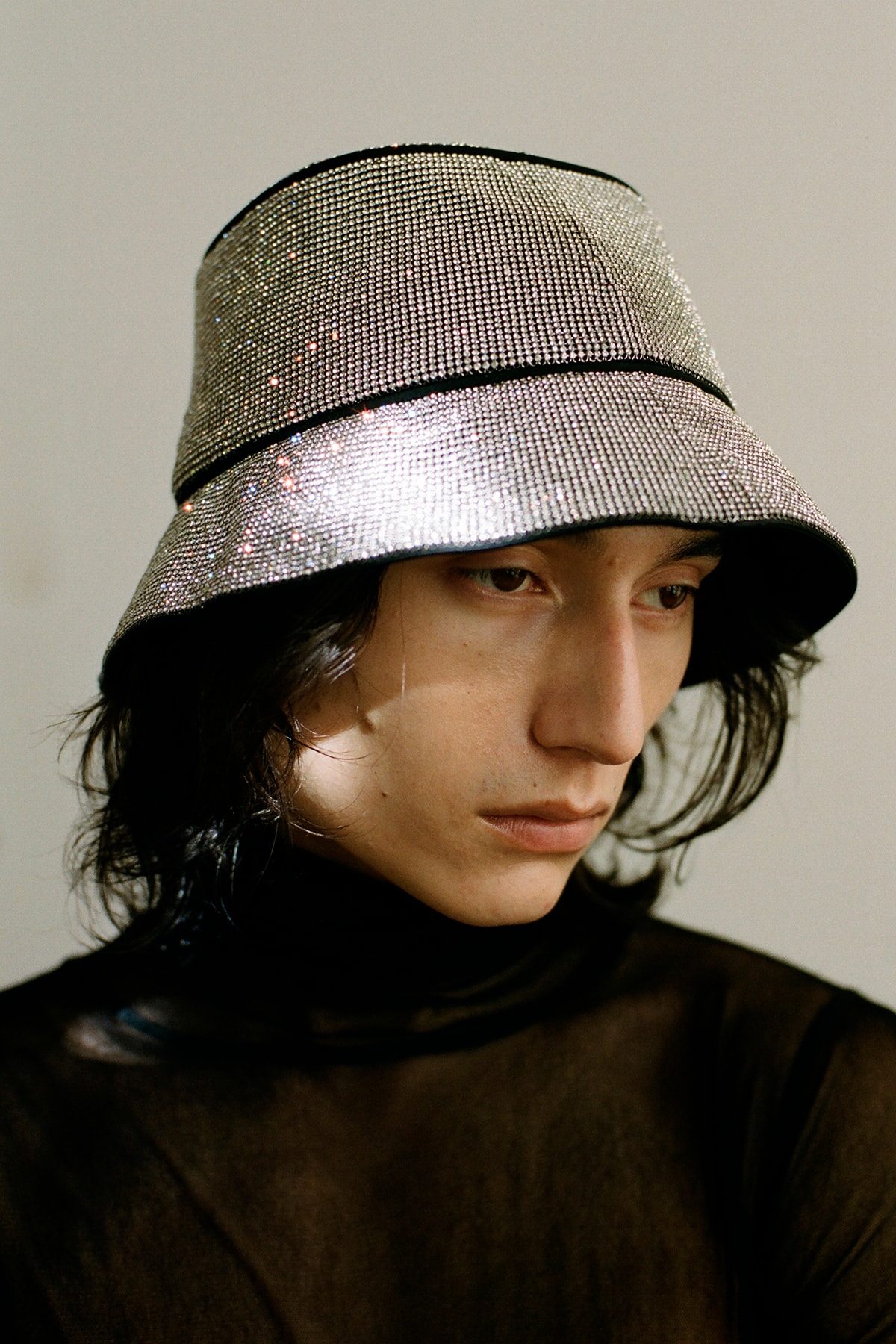 KARA D3/4 20 Collection Crystal Mesh Bucket Hat