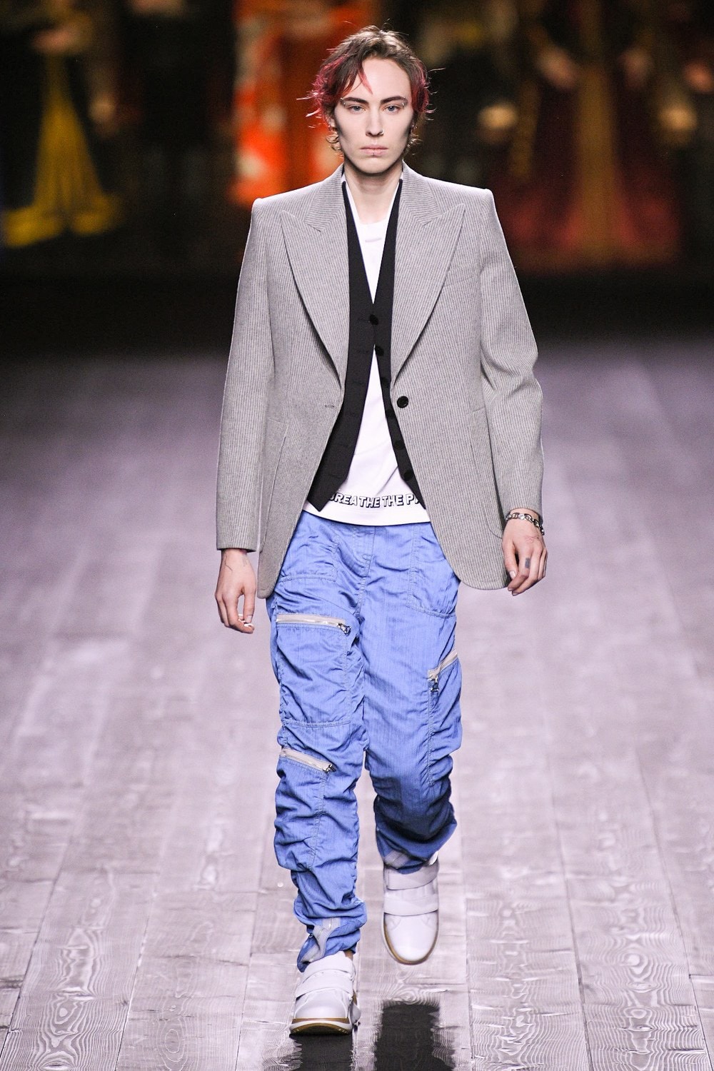 Louis Vuitton Fall/Winter Collection Runway Show Ruched Nylon Pants Blue