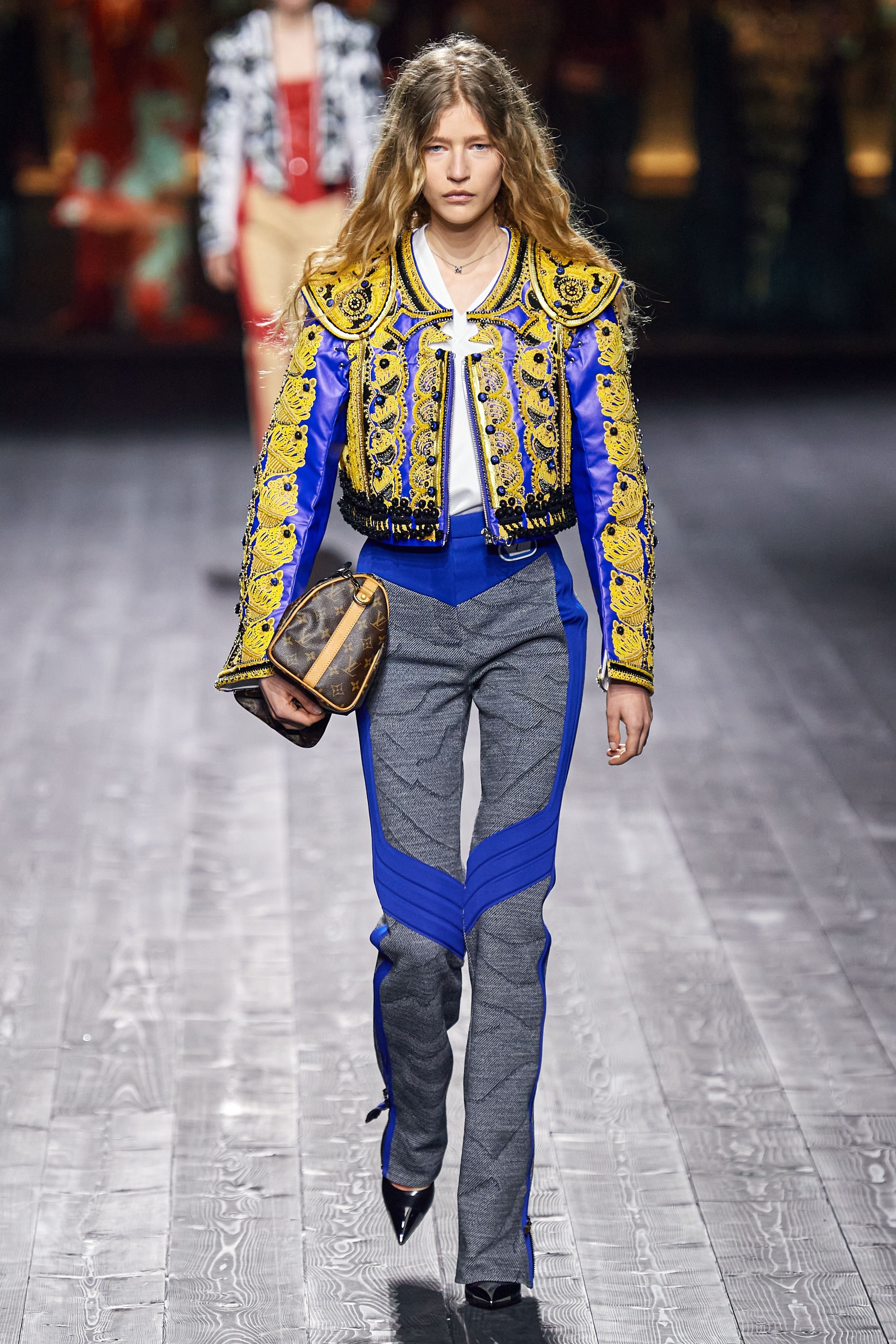 Louis Vuitton Fall/Winter Collection Runway Show Embellished Jacket Moto Pants