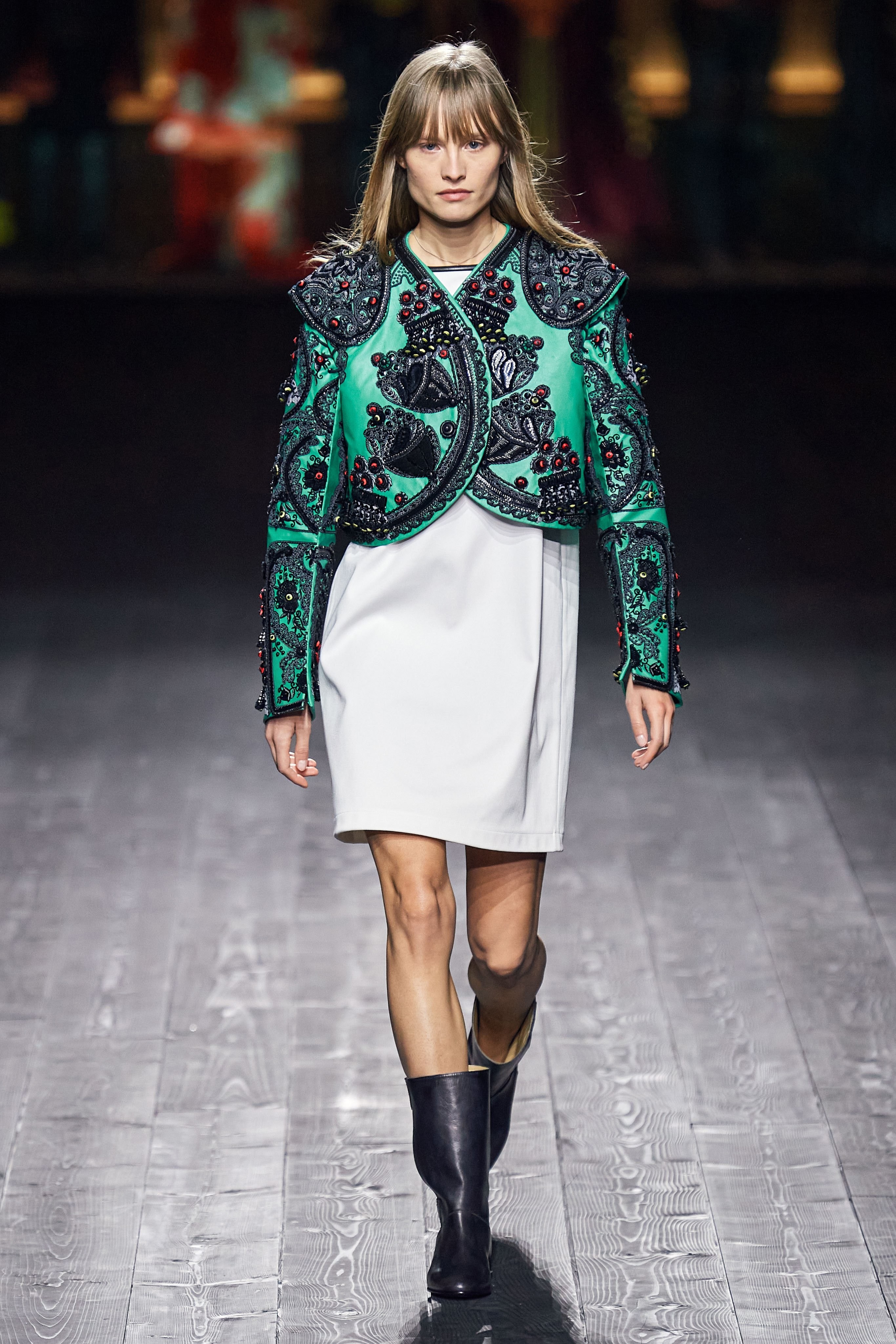 Louis Vuitton Fall/Winter Collection Runway Show Embellished Jacket Green